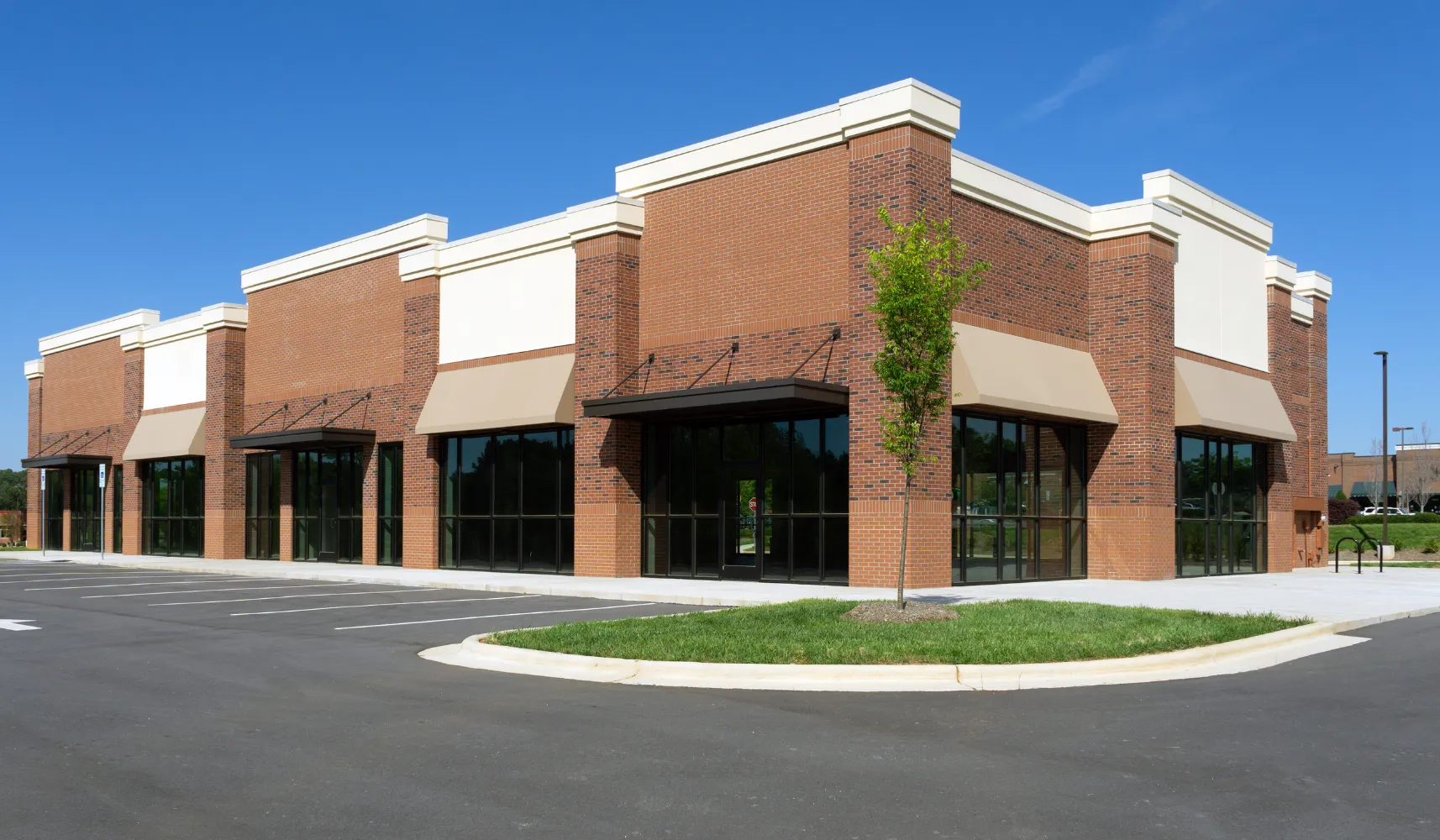Commercial building construction project in Los Angeles with a retail strip center finished